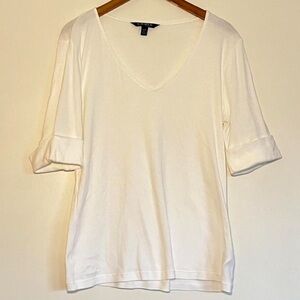 Ralph Lauren Minimalist Soft Stretch V-Neck Tee in Classic White